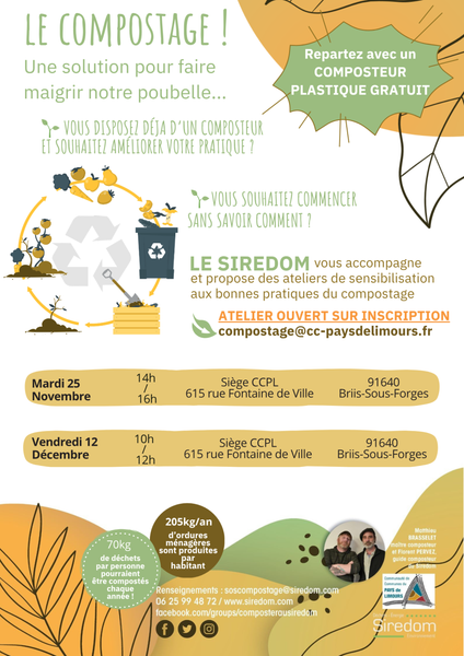 Ateliers compostage fin d'année 2025, CCPL, Siredom, Briis-sous-Forges