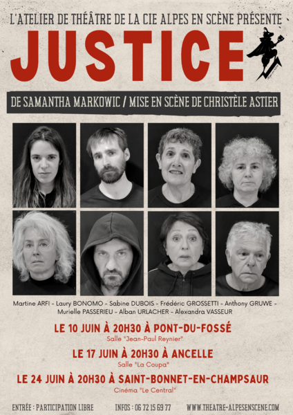 Affiche pièce de théâtre 'Justice' de Samantha Markowic - © Affiche pièce de théâtre 'Justice' de Samantha Markowic Affiche pièce de théâtre 'Justice' de Samantha Markowic - © Affiche pièce de théâtre 'Justice' de Samantha Markowic
