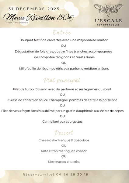 Soirée du 31 Décembre 2025 L'Escale Porquerolles_Hyères