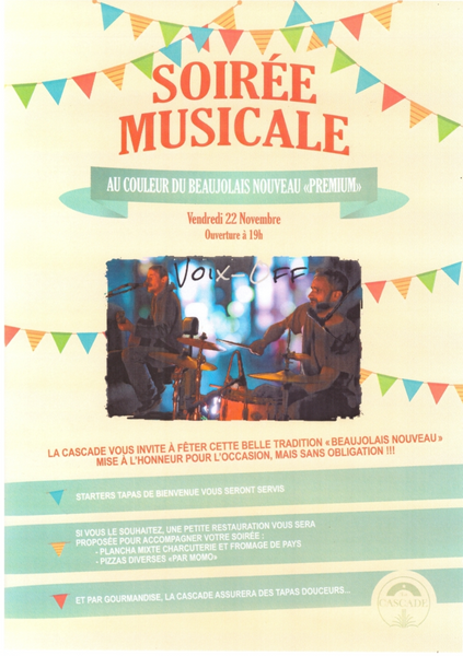 Soirée musicale aux couleurs du Beaujolais nouveau "premium" Le 22 nov 2024