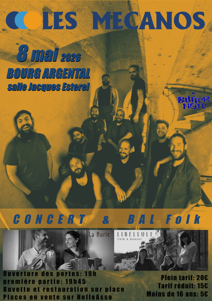 CONCERT - BAL FOLK LES MECANOS – LA BURLE – TRIO LIBELLULE_Bourg-Argental