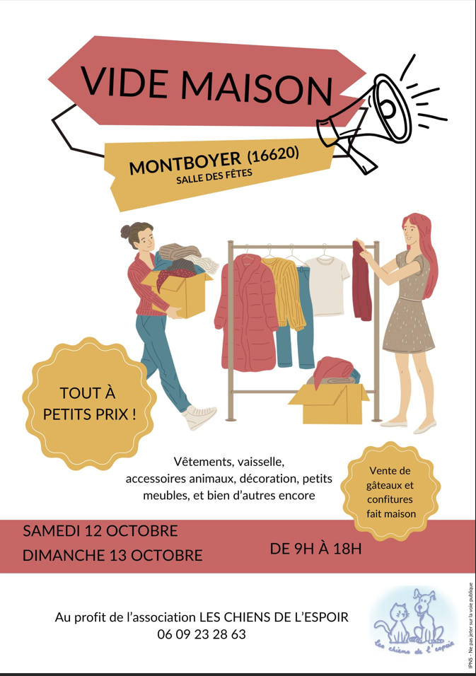 VIDE MAISON de l'association LES CHIENS DE L'ESPOIR