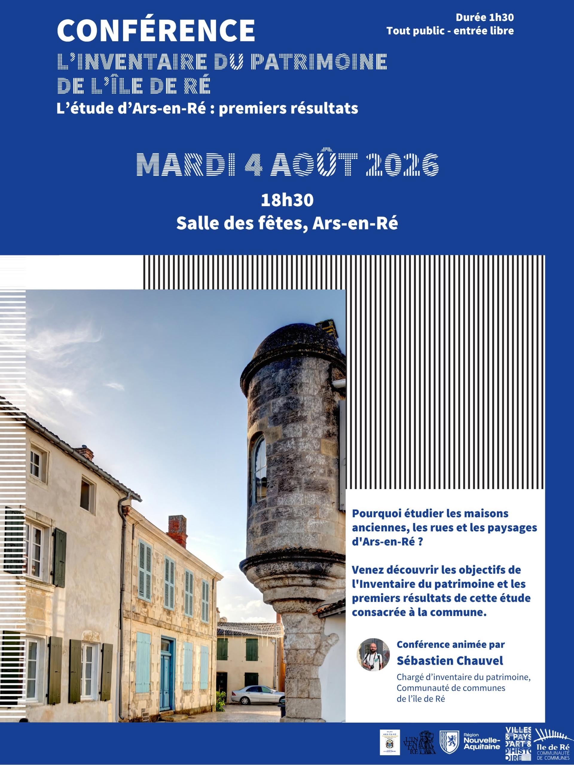 Conférence - Inventaire du patrimoine de l'île de Ré - L'étude d'Ars-en-Ré : premiers résultats