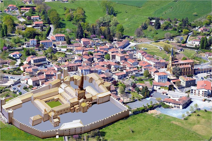 Emprise de l'abbaye dans le site de Savigny