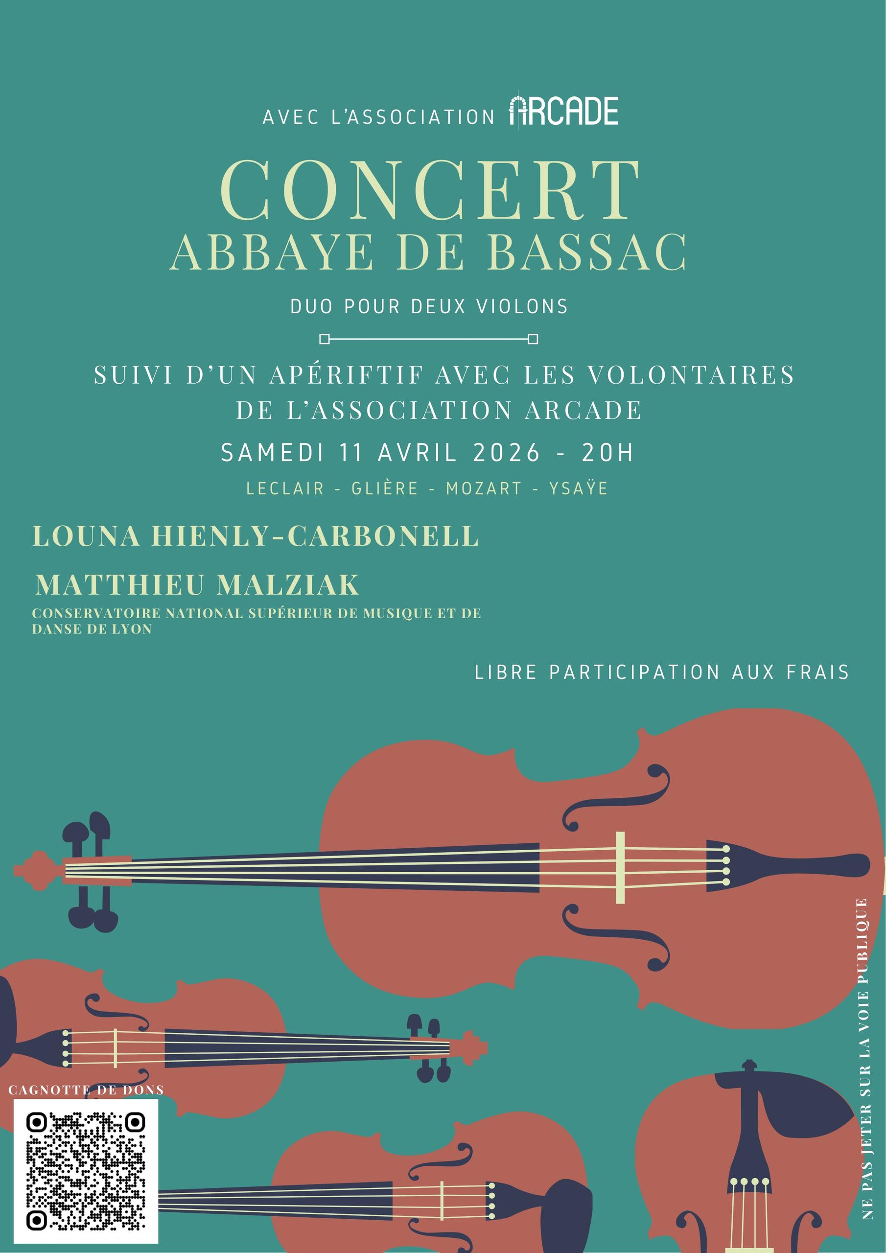 Concert duo pour deux violons | Abbaye de Bassac