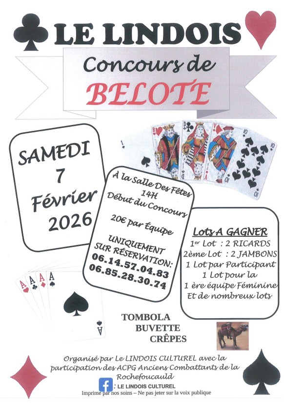 Concours de belote Le Lindois