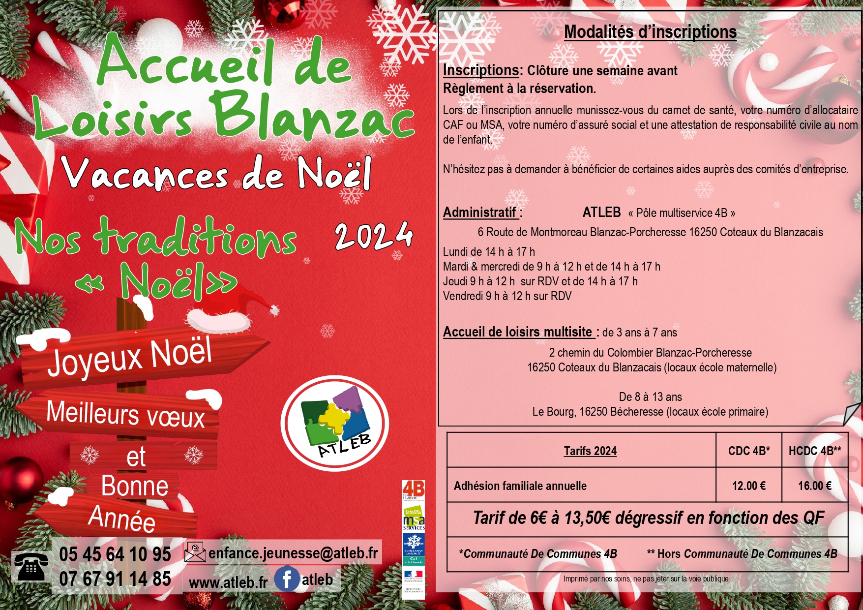 Accueil de loisirs Blanzac vacances de Noël 2024  - "Nos traditions de Noël"