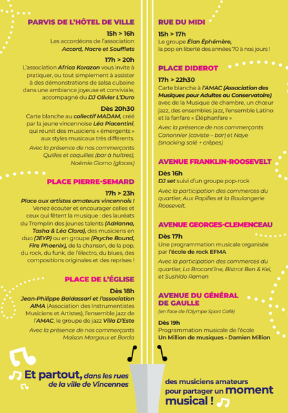 Affiche de la Fête de la musique 2026 à Vincennes 
