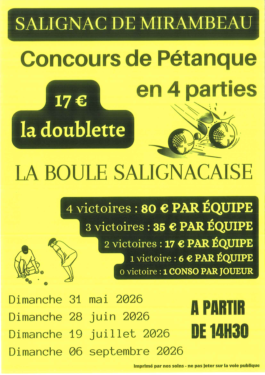 Concours de pétanque en 4 parties