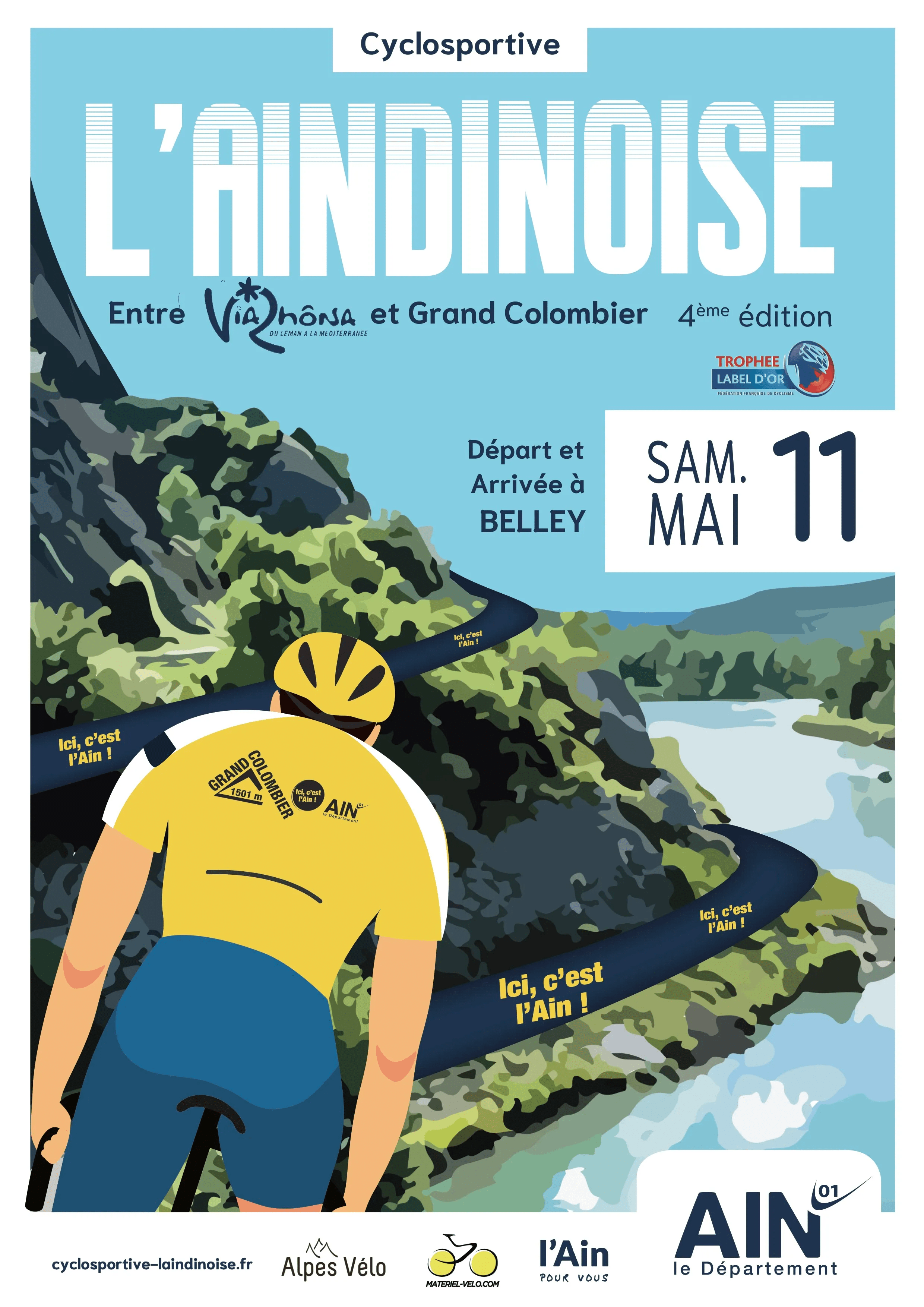 Affiche Cyclosportive Aindinoise entre Belley et Grand Colombier 2024