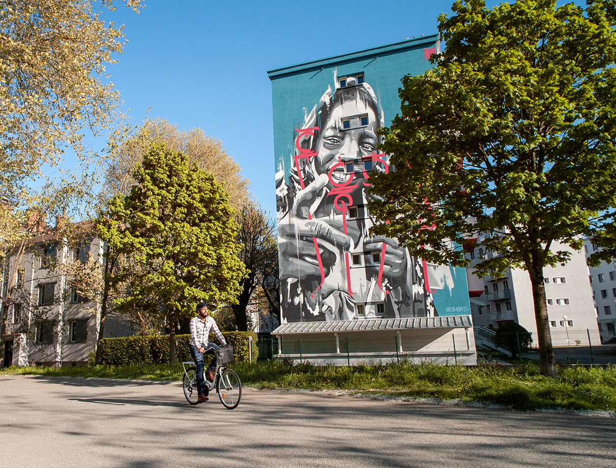 Topo vélo Boucle Campus_4 street art I AM NEW HERE Yann chatelin 2 © Grenoble Alpes Métropole - territorium.io