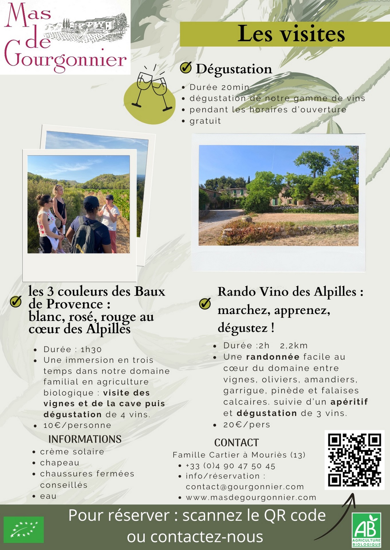 Visite du domaine viticole Mas de Gourgonnier - Les 3 couleurs