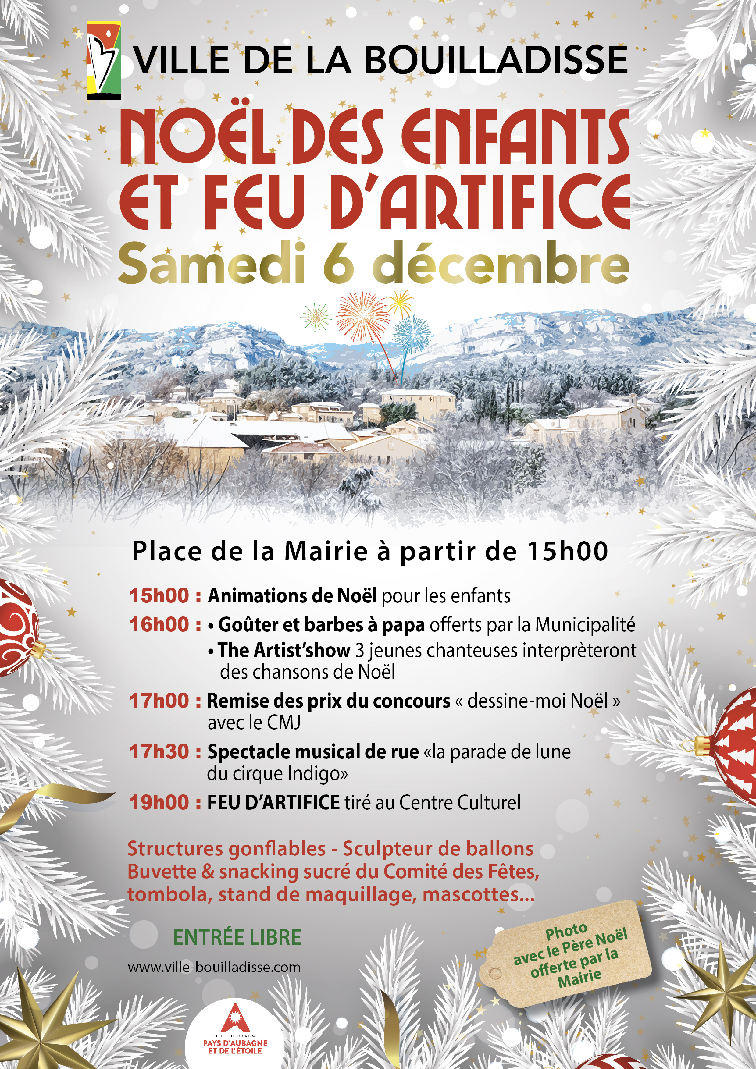 Fête de Noël des enfants et feu d'artifice à La Bouilladisse