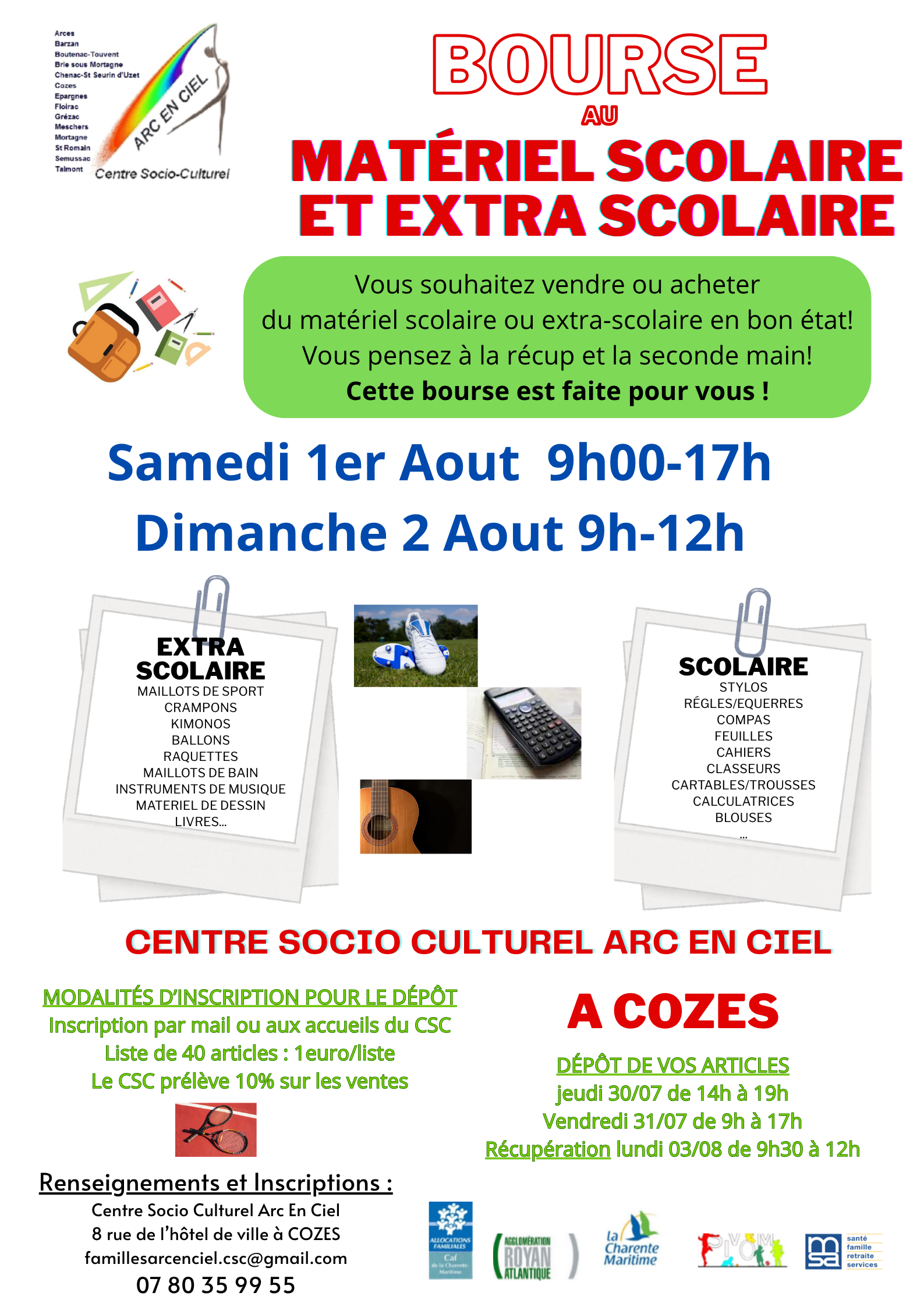 Bourse au materiel scolaire et extra scolaire