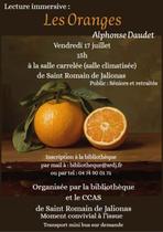 Affiche_Lecture immersive : Les Oranges d'Alphonse Daudet_Saint-Romain-de-Jalio…