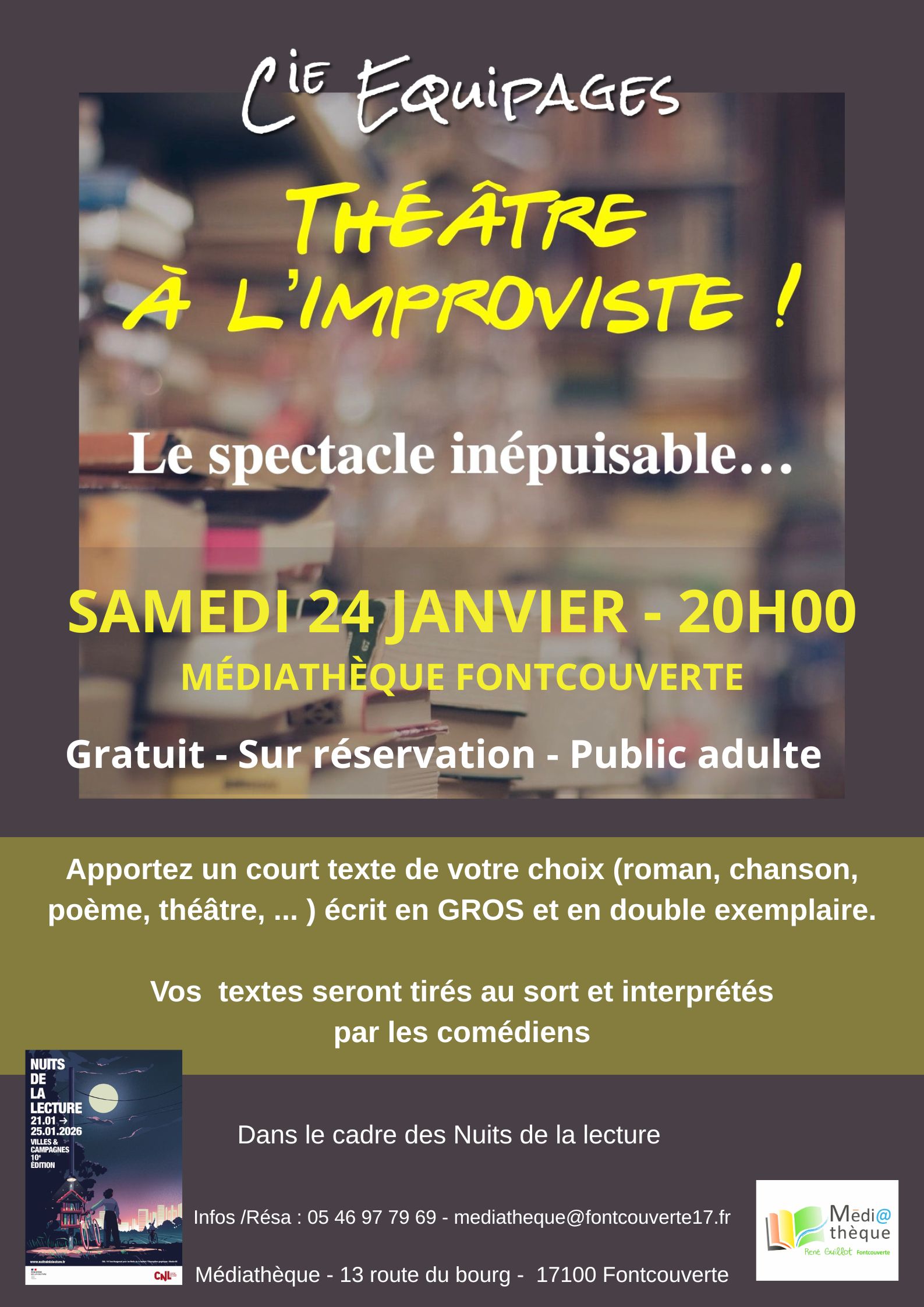 Les Nuits de la lecture - Théâtre à l'improviste !