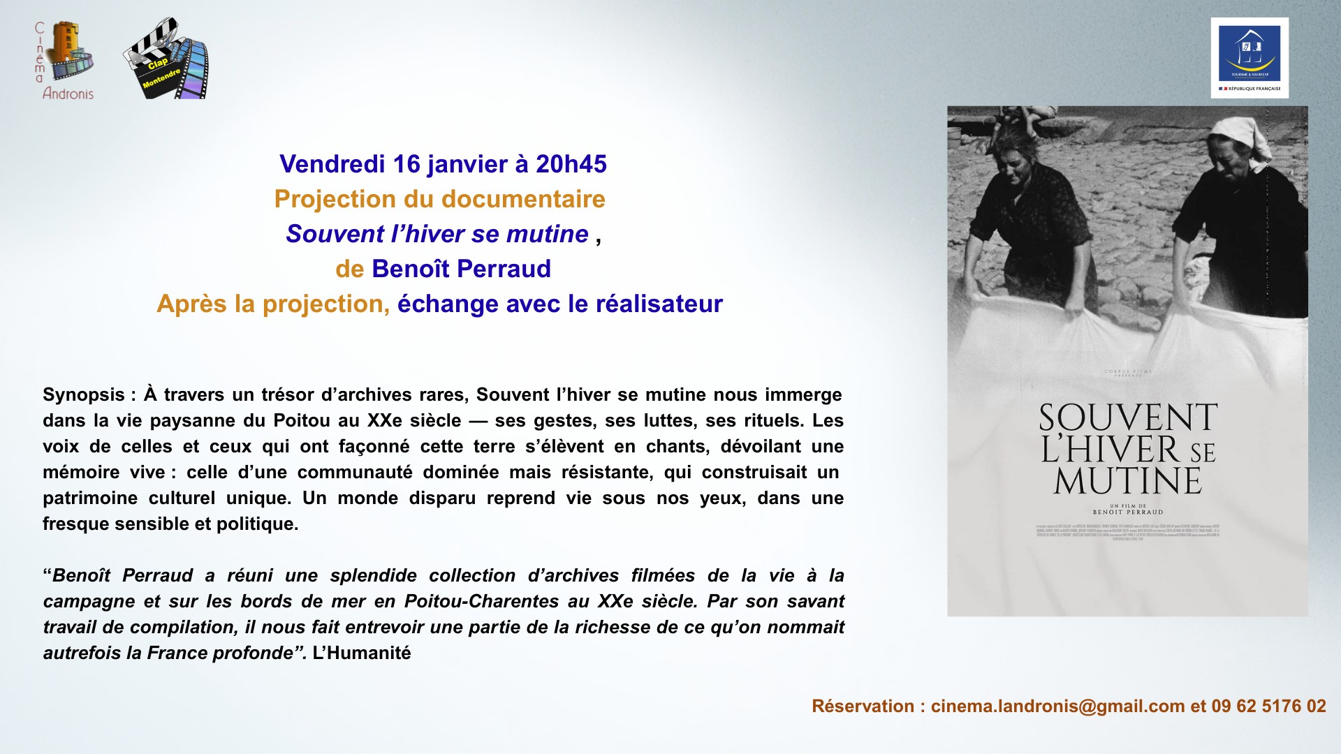 Projection du documentaire : Souvent l'hiver se mutine.