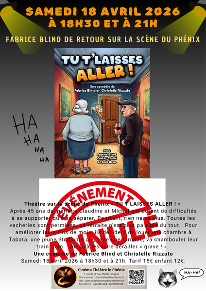 Annulé - Théâtre sur la scène du Phénix : 'Tu t'laisses aller'