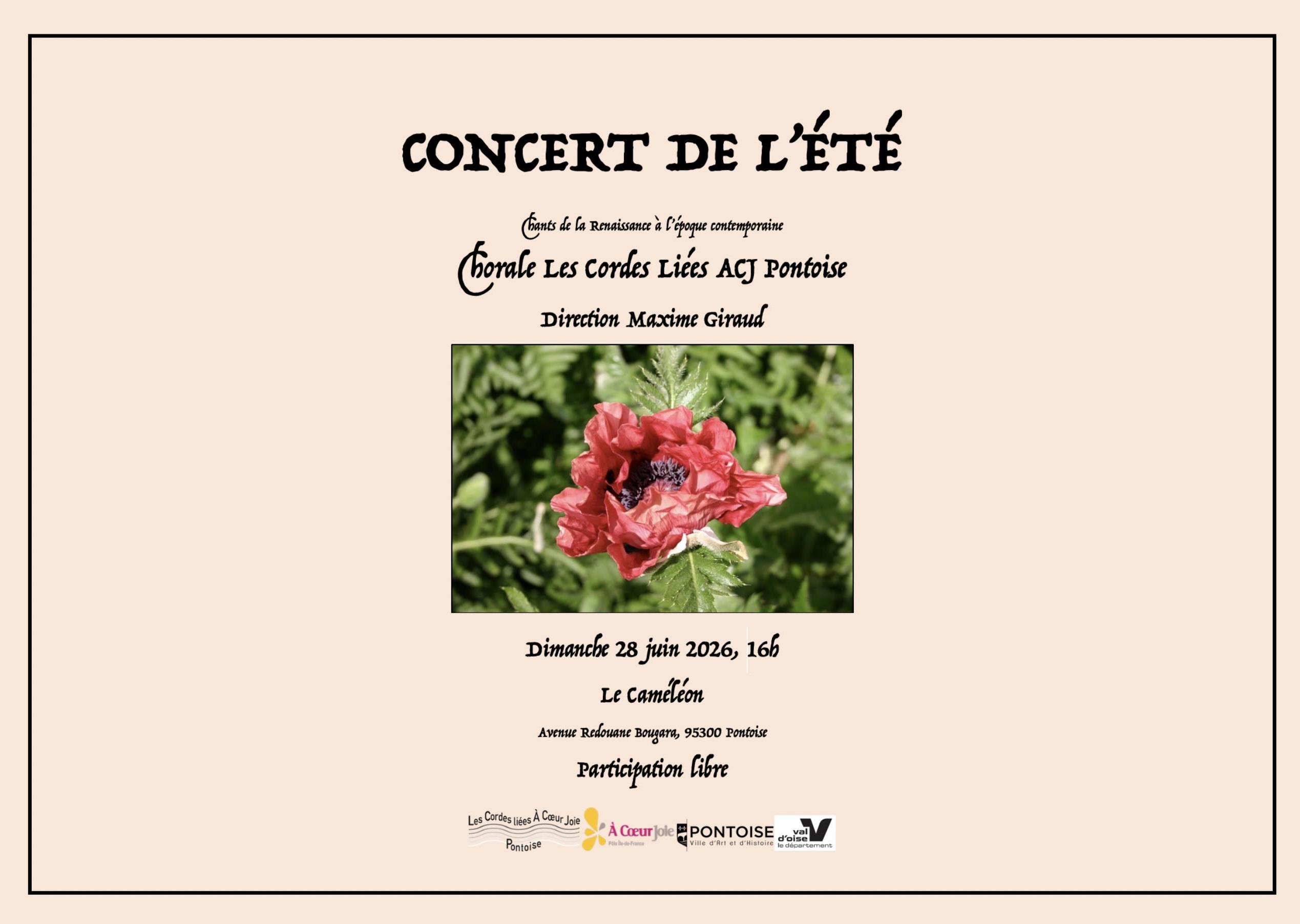 Concert de l'été Chorale Les Cordes Liées de Pontoise
