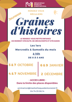 Affiche_Graines d'histoires : lectures pour les 0-5 ans à la médiathèque de Mor…