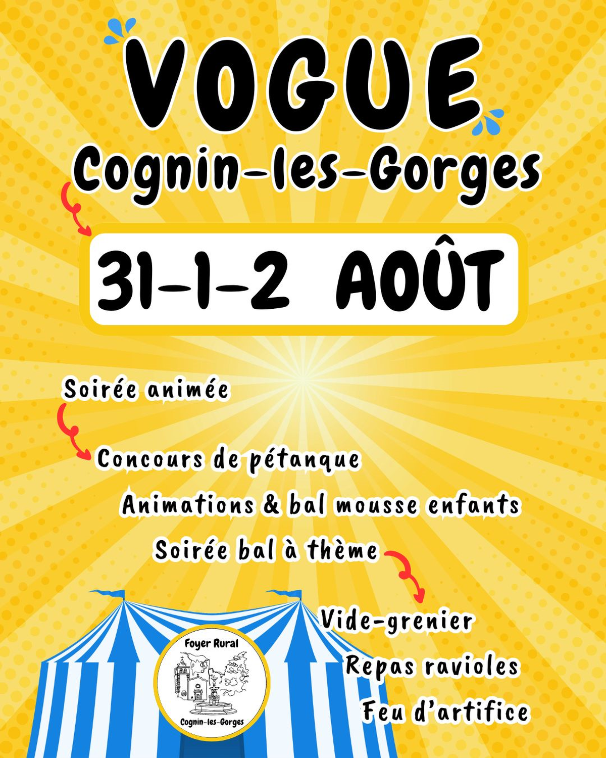 Vogue de Cognin-les-Gorges – 31 juillet, 1er et 2 août