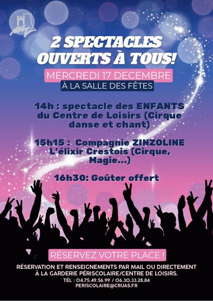 Spectacles : La Cruas Académie & LElixir Crétois