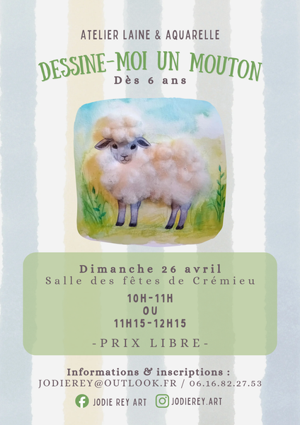 Atelier laine & aquarelle parent-enfant : Dessine-moi un mouton _Crémieu-Balcons du Dauphiné