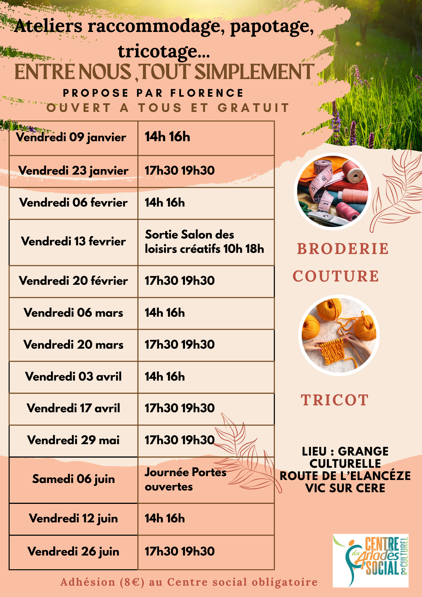Ateliers tricotage, papotage, raccomodage...