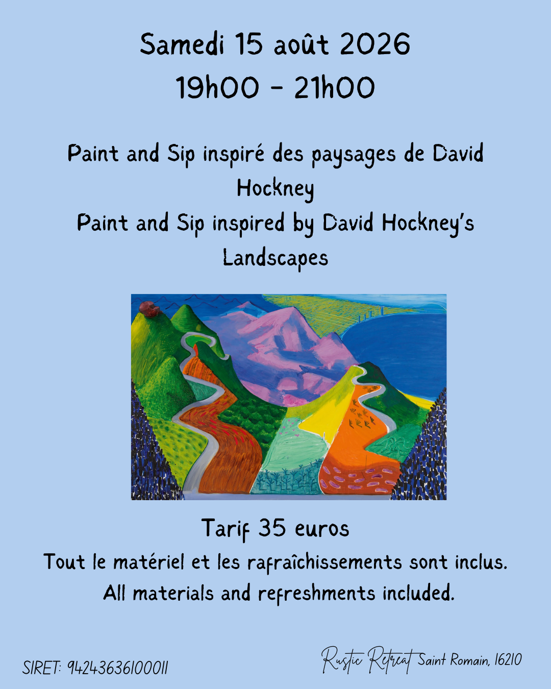 Paint and Sip - Ispiré par des paysages dans le style de David Hockney