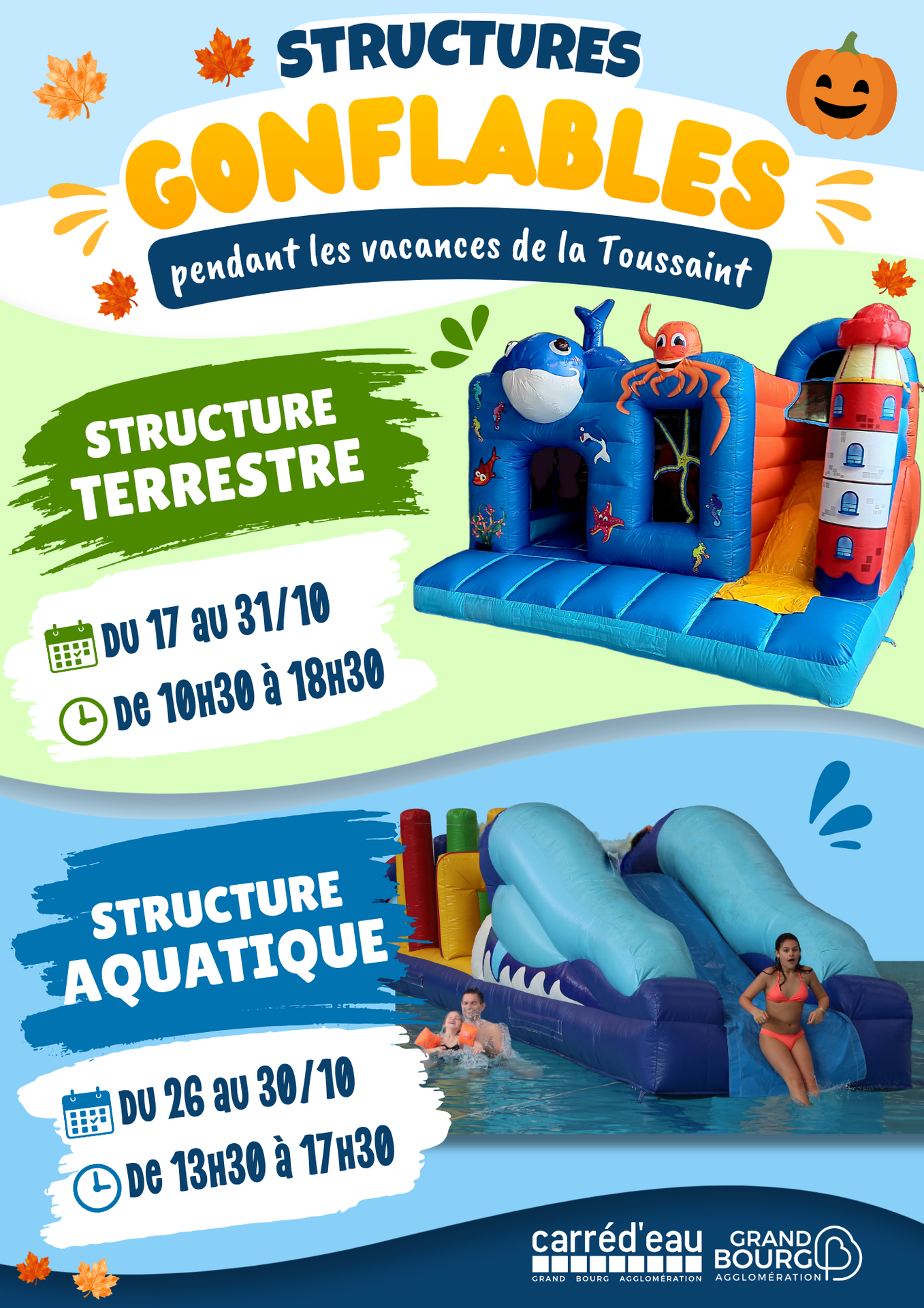 Structures gonflables au centre nautique Carré d'Eau
