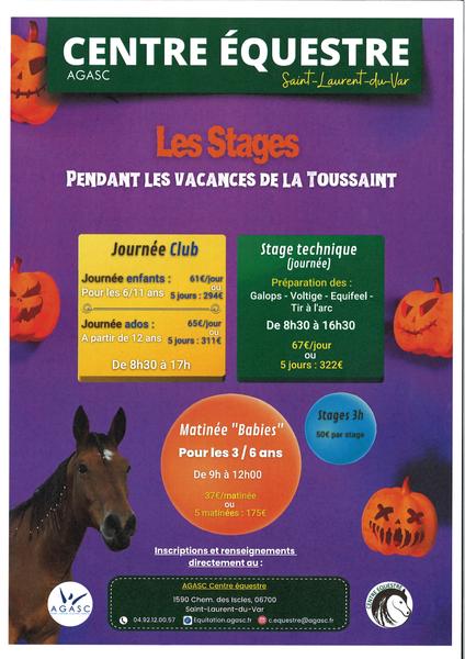 Stages Centre Equestre AGASC - Vacances de la Toussaint_Saint-Laurent-du-Var