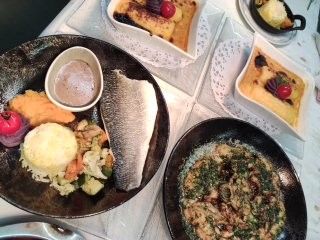 filet de bar, grenouilles...