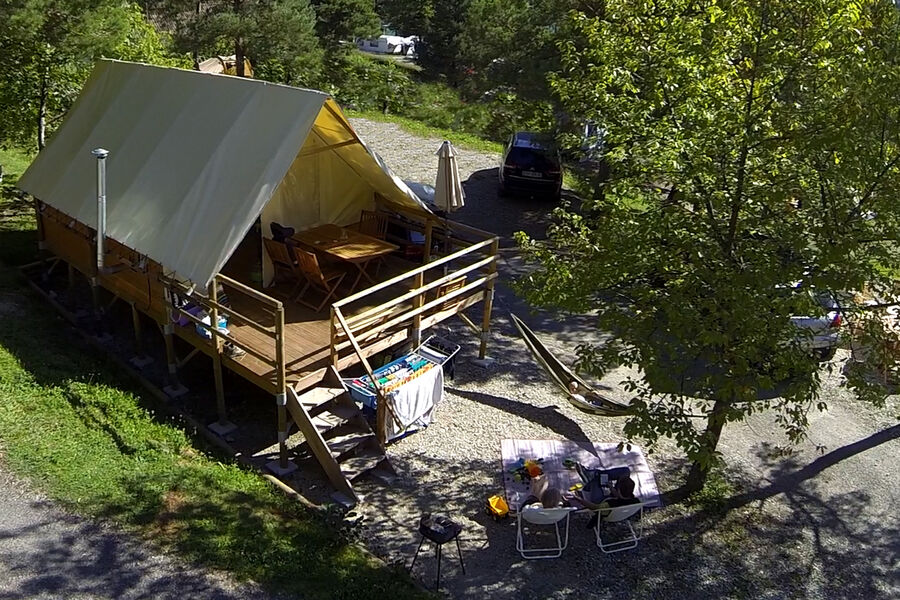 Tente trappeur sur pilotis - Camping de la Plage, Alpes, Vercors et Trièves