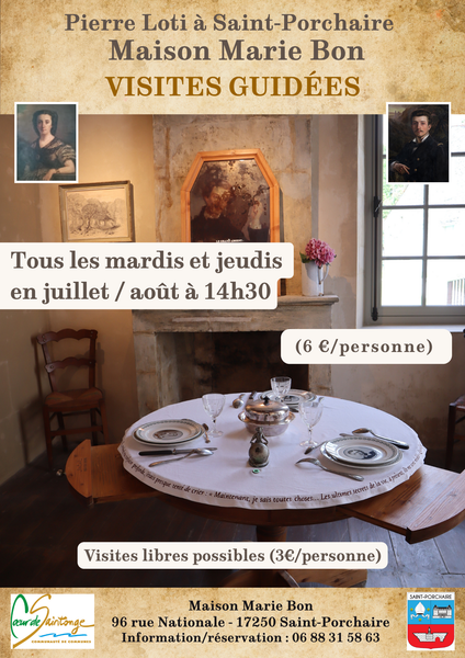 Visites guidées — Pierre Loti à Saint-Porchaire, Maison Marie Bon
