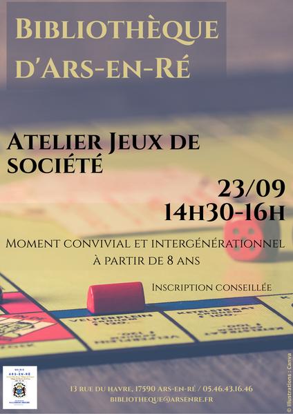 Atelier jeux de société à la bibliothèque