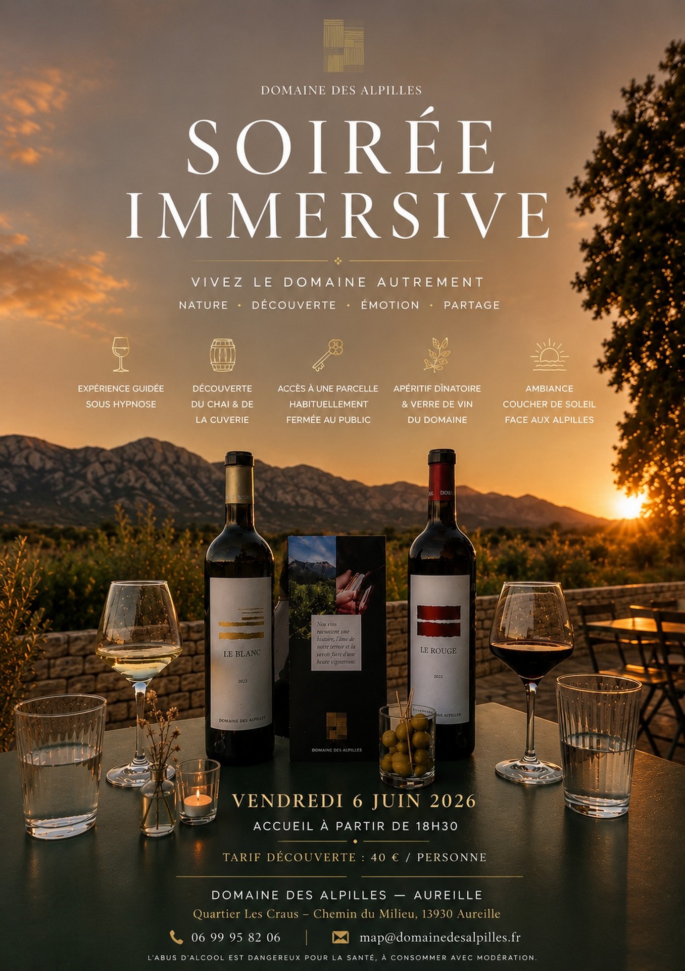 Soirée immersive dans un domaine viticole