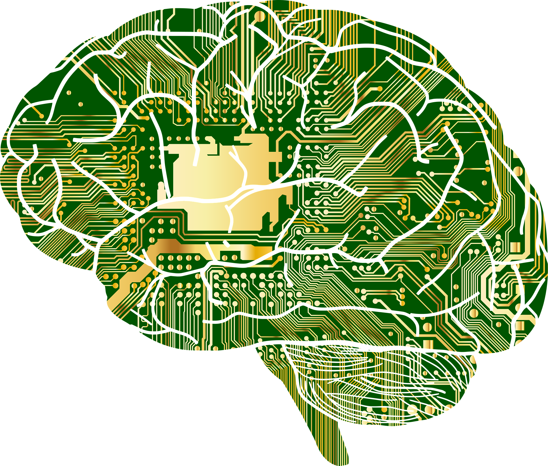 image d'un cerveau vert avec une puce