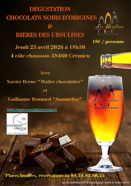 Soirée de dégustation de chocolats noirs à la brasserie des Ursulines_Crémieu