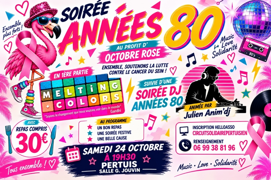 Soirée années 80 Octobre rose