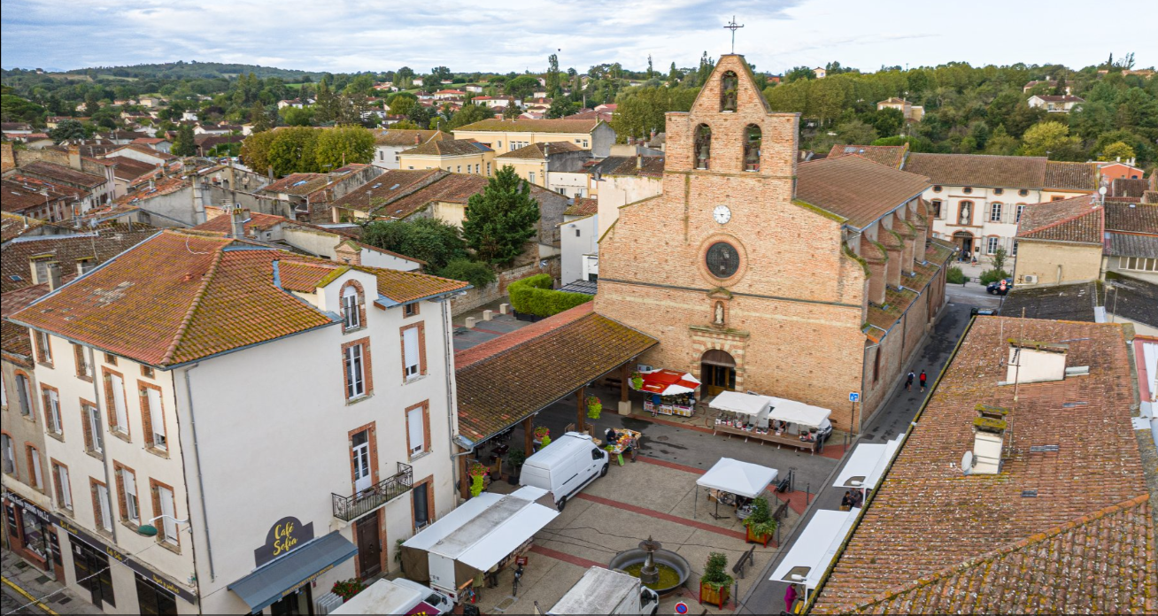 marché vue drone