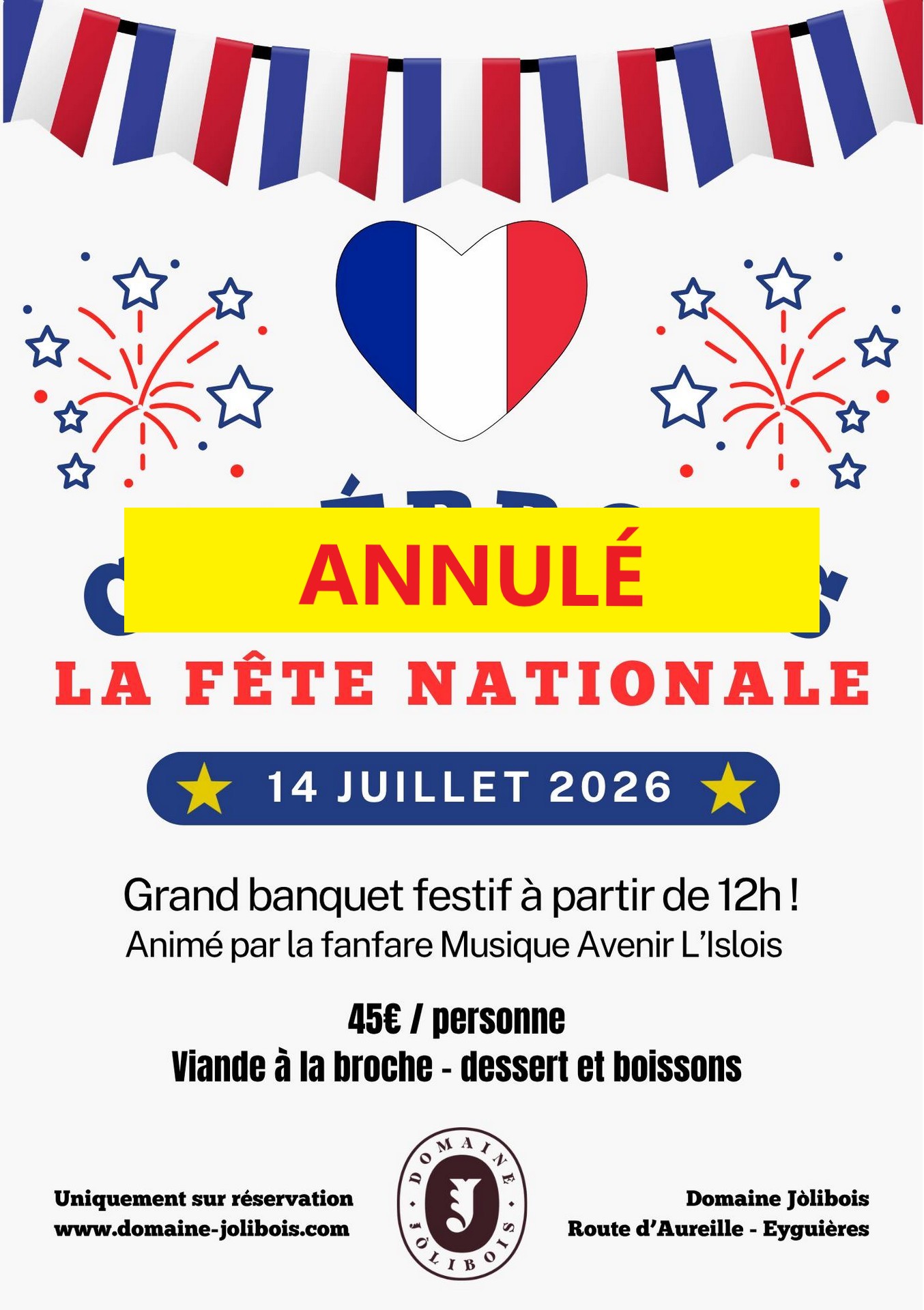 [ANNULÉ] La fête nationale au Domaine Jòlibois