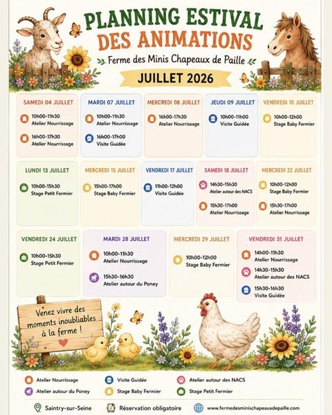 Ferme des minis chapeaux de paille - Planning des animations_Saintry-sur-Seine