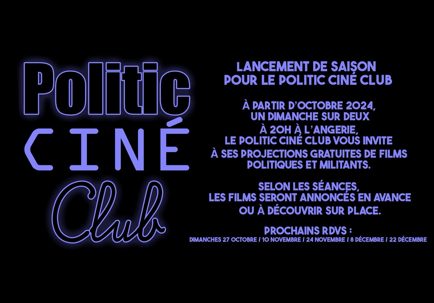 Politic Ciné Club à l'Angerie