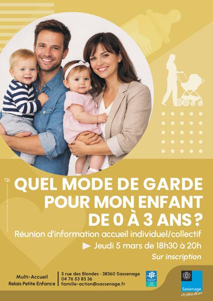 Réunion d'information : Quel mode de garde pour mon enfant de 0 à 3 ans ?