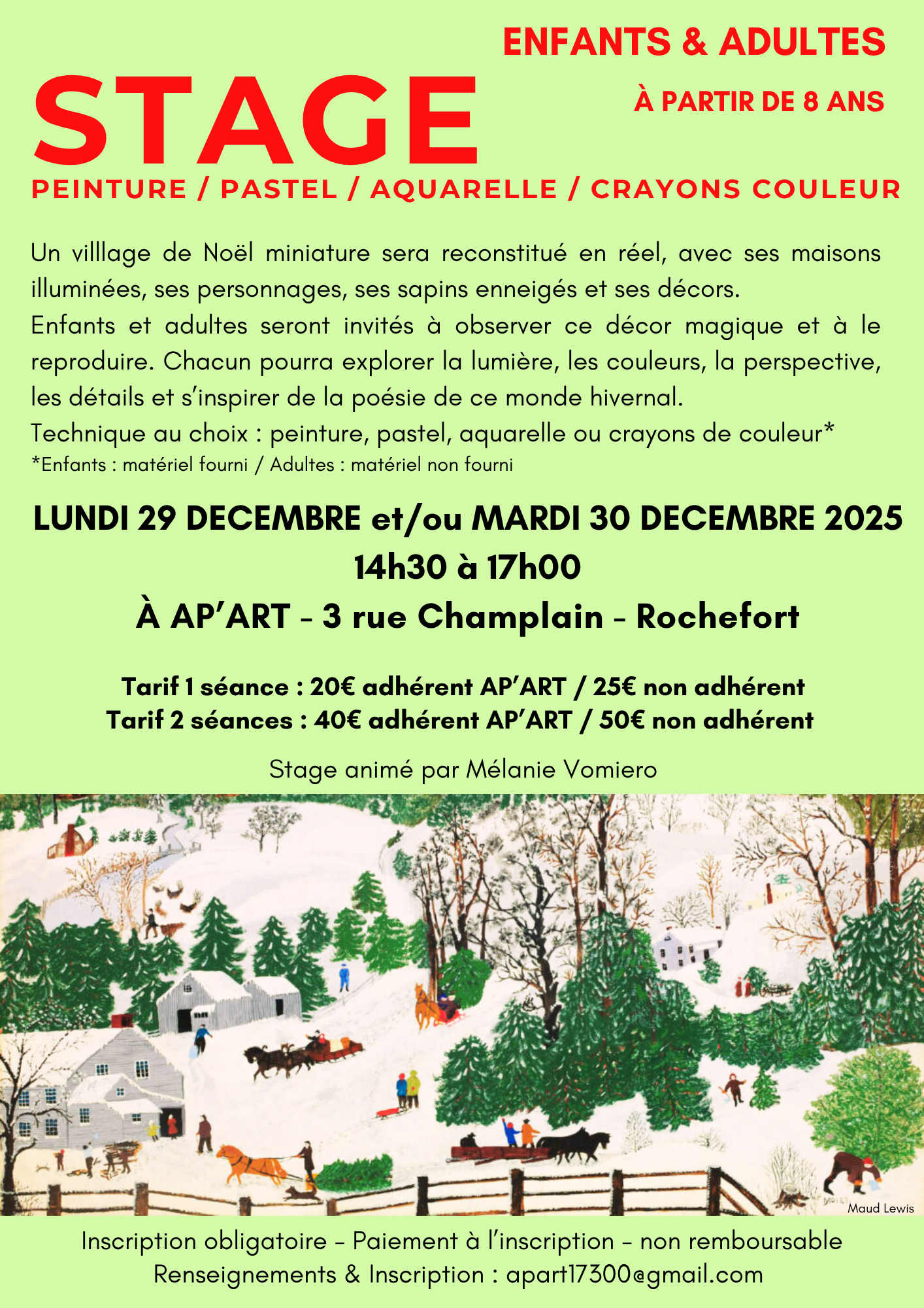 Stage de Noël : Peinture, pastel, aquarelle, crayons couleur