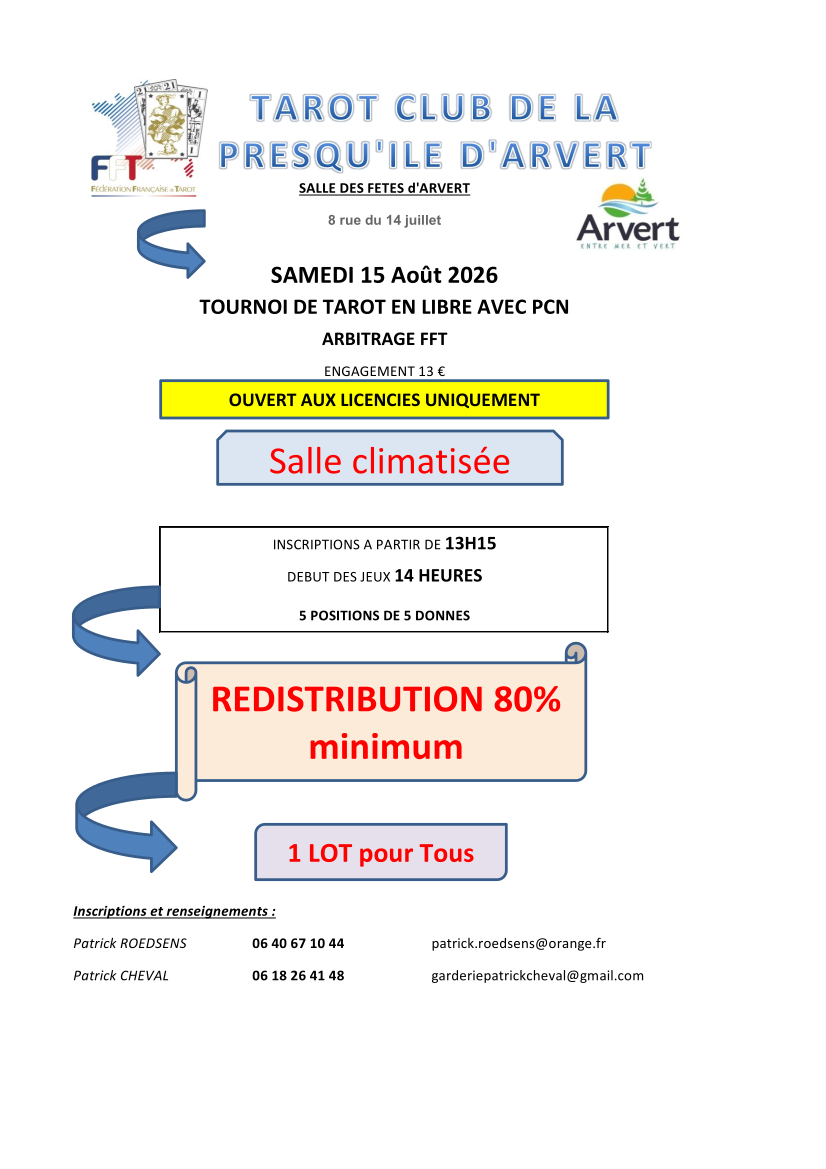 Tournoi de Tarot du Tarot Club de la Presqu’île d’Arvert