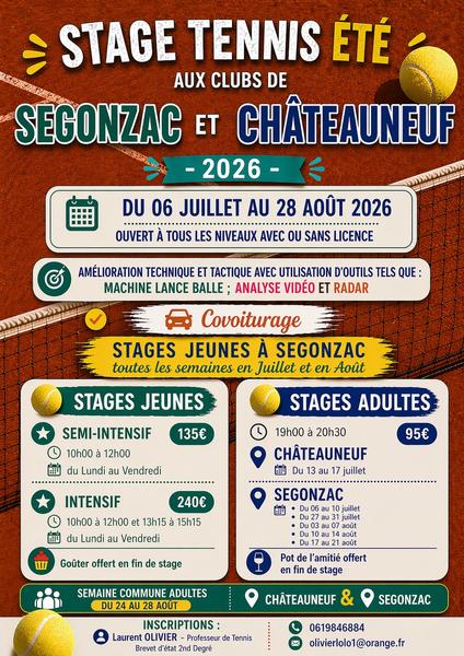 Stage Tennis Été au Club de Segonzac