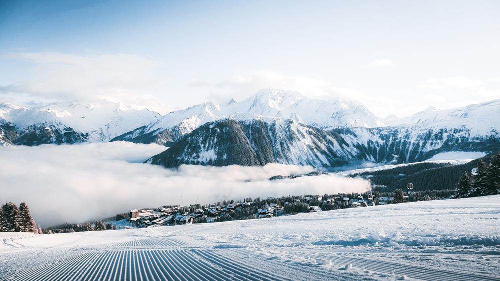 Sea of clouds from a ski slope in Courchevel 1850
