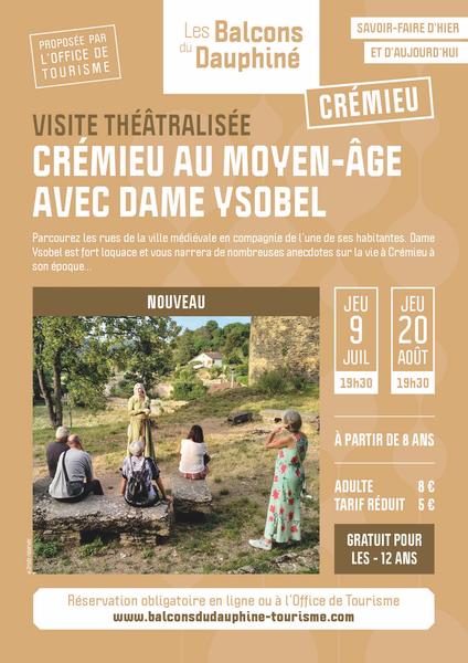 Visite guidée théâtralisée : Crémieu au Moyen-Age avec Dame Ysobel_Balcons du Dauphiné