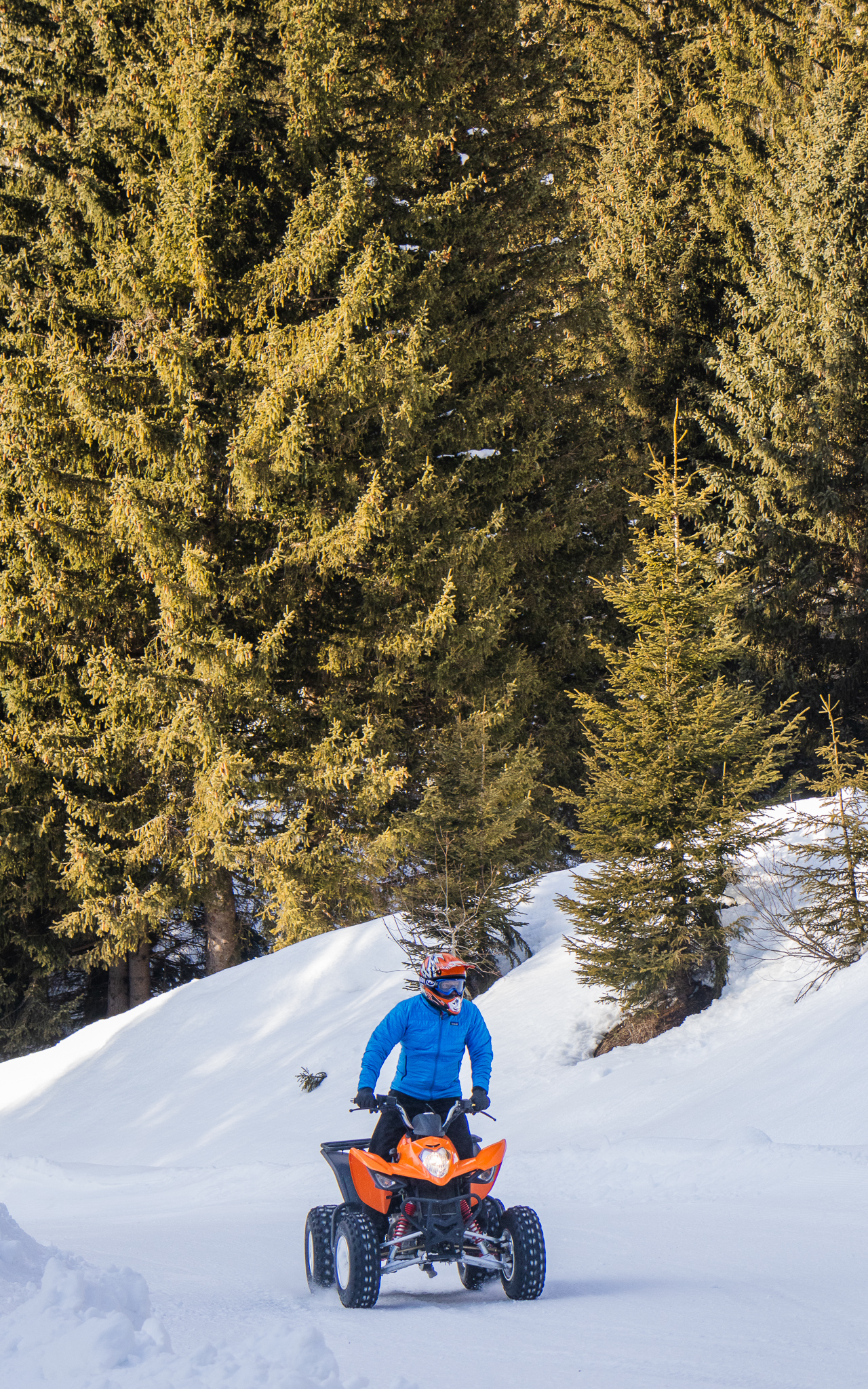 Instructor standing on the quad bike